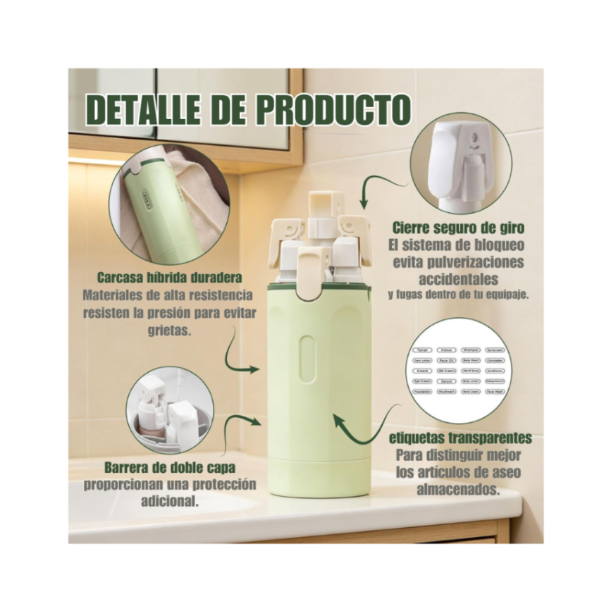 TravelClean 4 en 1- Dispensador de viaje inteligente.