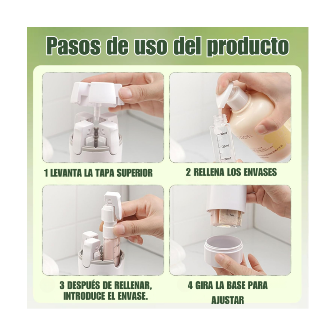 TravelClean 4 en 1- Dispensador de viaje inteligente.