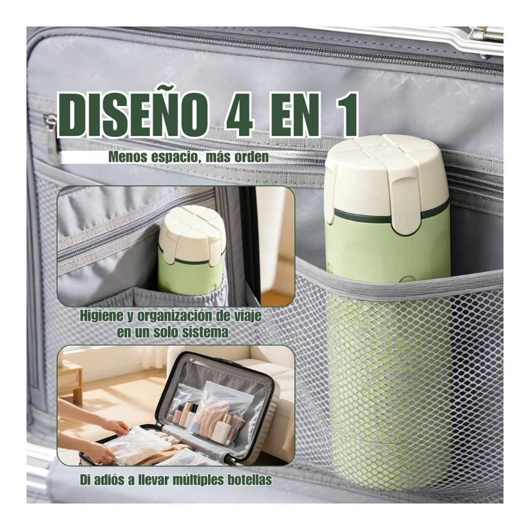 TravelClean 4 en 1- Dispensador de viaje inteligente.